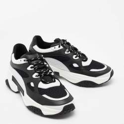 Tod's Black/White Mesh and Leather Chunky Sneakers Size 42