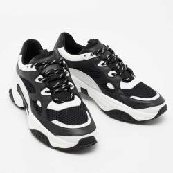 Tod's Black/White Mesh and Leather Chunky Sneakers Size 42.5