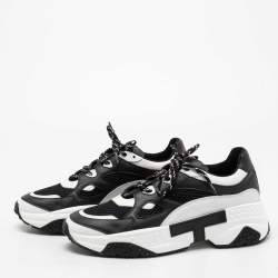 Tod's Black/White Mesh and Leather Chunky Platform Sneakers Size 42