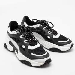 Tod's Black/White Mesh and Leather Chunky Platform Sneakers Size 42