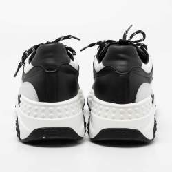 Tod's Black/White Mesh and Leather Chunky Platform Sneakers Size 42