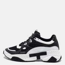 Tod's Black/White Mesh and Leather Chunky Platform Sneakers Size 44
