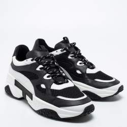 Tod's Black/White Mesh and Leather Chunky Platform Sneakers Size 44