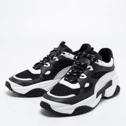 Tod's Black/White Mesh and Leather Chunky Platform Sneakers Size 44