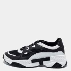 Tod's Black/White Mesh And Leather Chunky Lace Up Sneakers Size 44.5