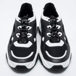 Tod's Black/White Mesh And Leather Chunky Lace Up Sneakers Size 44.5