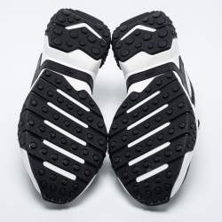 Pre Owned Tod's Black/White Mesh And Leather Low Top Sneakers Size 43