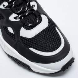 Pre Owned Tod's Black/White Mesh And Leather Low Top Sneakers Size 43