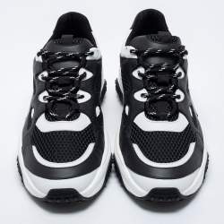 Pre Owned Tod's Black/White Mesh And Leather Low Top Sneakers Size 43