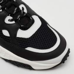 Tod's Black/White Mesh And Leather Chunky Lace Up  Sneakers Size 42.5