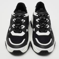 Tod's Black/White Mesh And Leather Chunky Lace Up  Sneakers Size 42.5