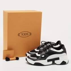 Pre Owned Tod's White/Black Leather Galleria Sneakers Size 43