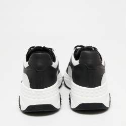 Pre Owned Tod's Black/White Leather Galleria Lace Up Sneakers Size 42