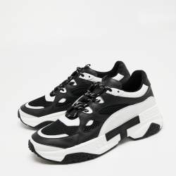 Pre Owned Tod's Black/White Leather Galleria Lace Up Sneakers Size 42