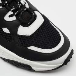 Pre Owned Tod's Black/White Mesh and Leather Chunky Sneakers Size 42