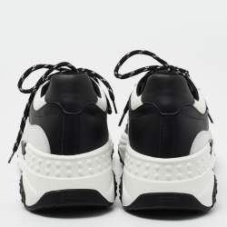 Pre Owned Tod's Black/White Mesh and Leather Chunky Sneakers Size 42