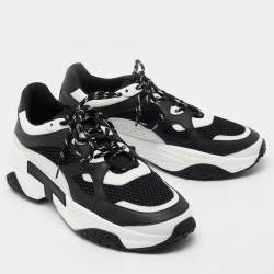 Pre Owned Tod's Black/White Mesh and Leather Chunky Sneakers Size 42
