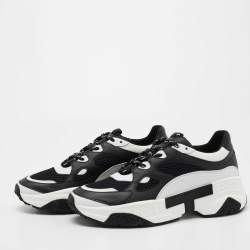 مملوكة مسبقًا Tod's Black/White Mesh and Leather Chunky Lace Up Sneakers Size 42