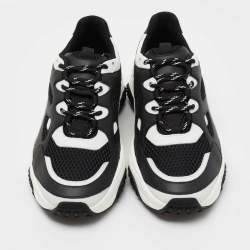 مملوكة مسبقًا Tod's Black/White Mesh and Leather Chunky Lace Up Sneakers Size 42