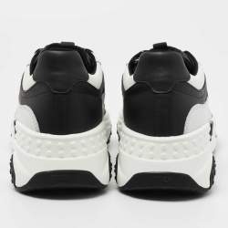 مملوكة مسبقًا Tod's Black/White Mesh and Leather Chunky Lace Up Sneakers Size 42