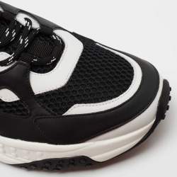 مملوكة مسبقًا Tod's Black/White Mesh and Leather Chunky Lace Up Sneakers Size 42