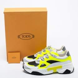 Pre Owned Tod's Multicolor Mesh and Leather Chunky Lace Up Sneakers Size 43