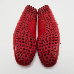 Pre Owned Tod's Red Croc Embossed Leather Penny Slip On Loafers Size 42