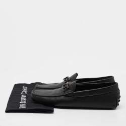 Pre Owned Tod's Black Leather Buckle Driver Loafers Size 41