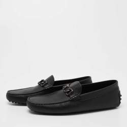 Pre Owned Tod's Black Leather Buckle Driver Loafers Size 41