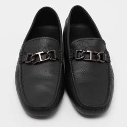 Pre Owned Tod's Black Leather Buckle Driver Loafers Size 41