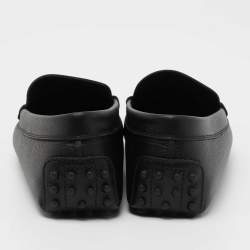 Pre Owned Tod's Black Leather Buckle Driver Loafers Size 41