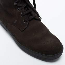 Pre Owned Tod's Brown Suede Lace Up Combat Boots Size 40