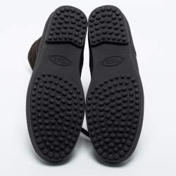 Pre Owned Tod's Brown Suede Lace Up Combat Boots Size 40