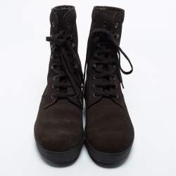 Pre Owned Tod's Brown Suede Lace Up Combat Boots Size 40
