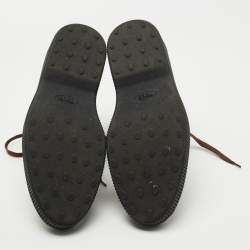 Pre Owned Tod's Brown Leather Lace Up Combat Boots Size 44