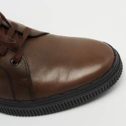 Pre Owned Tod's Brown Leather Lace Up Combat Boots Size 44