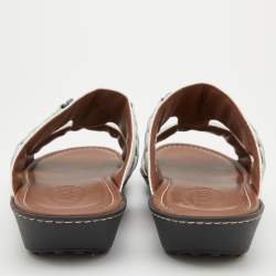 Tod's White Croc Embossed Leather Slide Sandals Size 43
