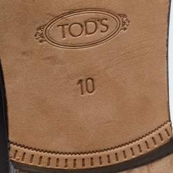 مملوكة مسبقًا Tods Olive Green Leather Slip On Loafers Size 44.5