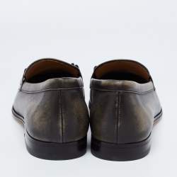 مملوكة مسبقًا Tods Olive Green Leather Slip On Loafers Size 44.5