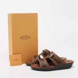 Tod's Brown Leather Slide Sandals Size 42