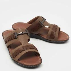 Tod's Brown Leather Slide Sandals Size 42