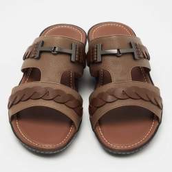 Tod's Brown Leather Slide Sandals Size 42
