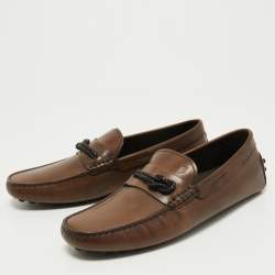 Pre Owned Tod's Brown Leather Slip On Loafers Size 41
