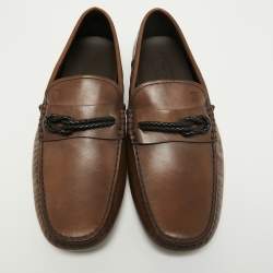 Pre Owned Tod's Brown Leather Slip On Loafers Size 41