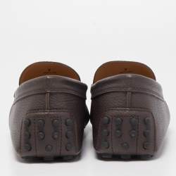 Tod's Dark Brown Leather Gommino Penny Slip On Loafers Size 41