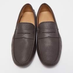 Tod's Dark Brown Leather Gommino Penny Slip On Loafers Size 41