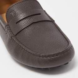 Tod's Dark Brown Leather Gommino Penny Slip On Loafers Size 41