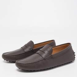 Tod's Dark Brown Leather Gommino Penny Slip On Loafers Size 41