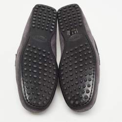 Pre Owned Tod's Grey Suede Double T Slip On Loafers Size 40