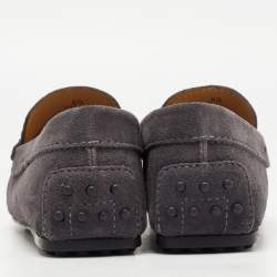 Pre Owned Tod's Grey Suede Double T Slip On Loafers Size 40